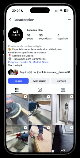 Perfil de Instagram de Elon Carpintería